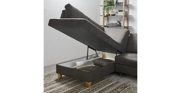 ECKSOFA in Flachgewebe Braun  - Eichefarben/Braun, Design, Holz/Textil (185/253cm) - Cantus