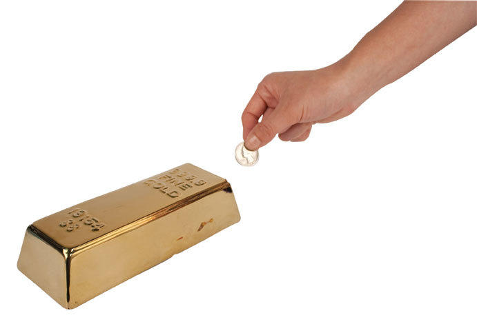 POKLADNIČKA - barvy zlata, Basics, keramika (19/8/5cm) - Kikkerland