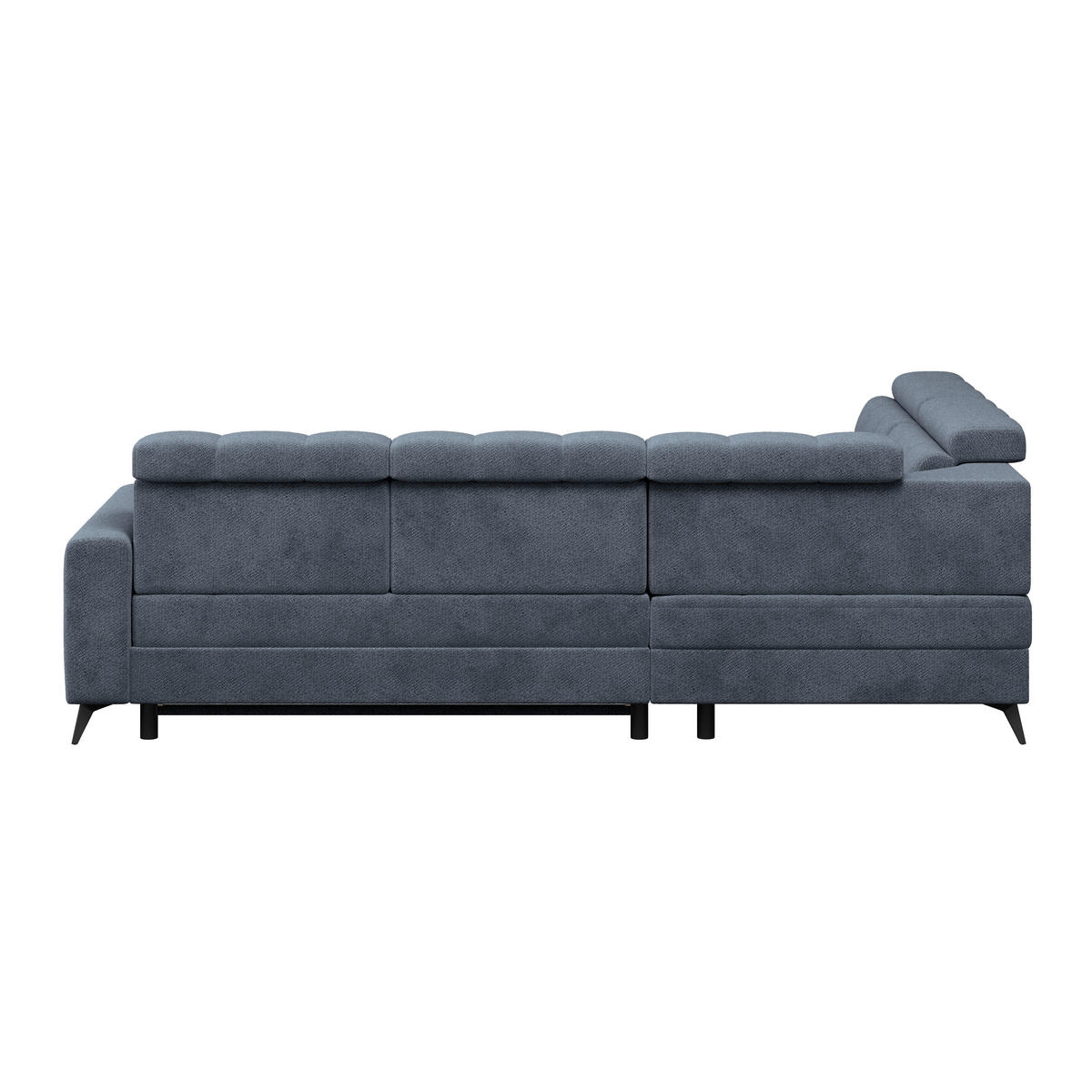 ECKSOFA BARLETTA NEW Blau Velours Bettkasten, Kopfteilverstellung, Sitztiefenverstellung, Liegefläche im Originalstoff  - Blau/Schwarz, ROMANTIK / LANDHAUS, Textil/Metall (228/289cm) - MID.YOU