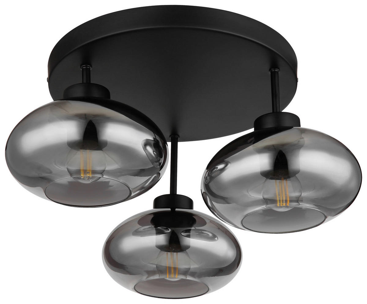 DECKENLEUCHTE  40/24 cm    - Schwarz, Design, Glas/Metall (40/24cm) - Novel