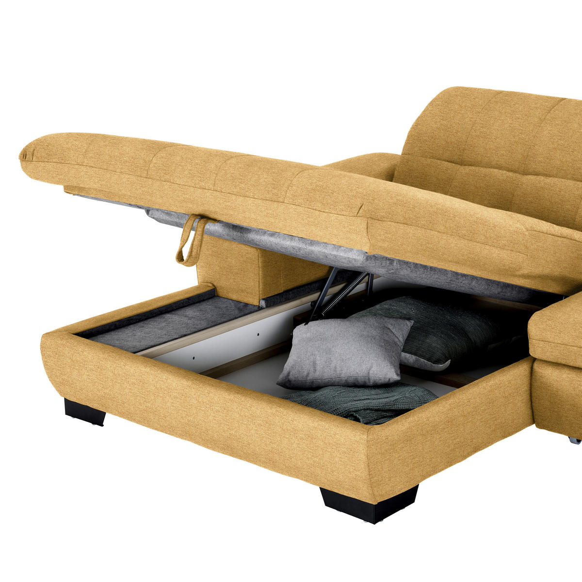 ECKSOFA in Webstoff Honig  - Schwarz/Honig, Design, Textil/Metall (180/265cm) - Carryhome
