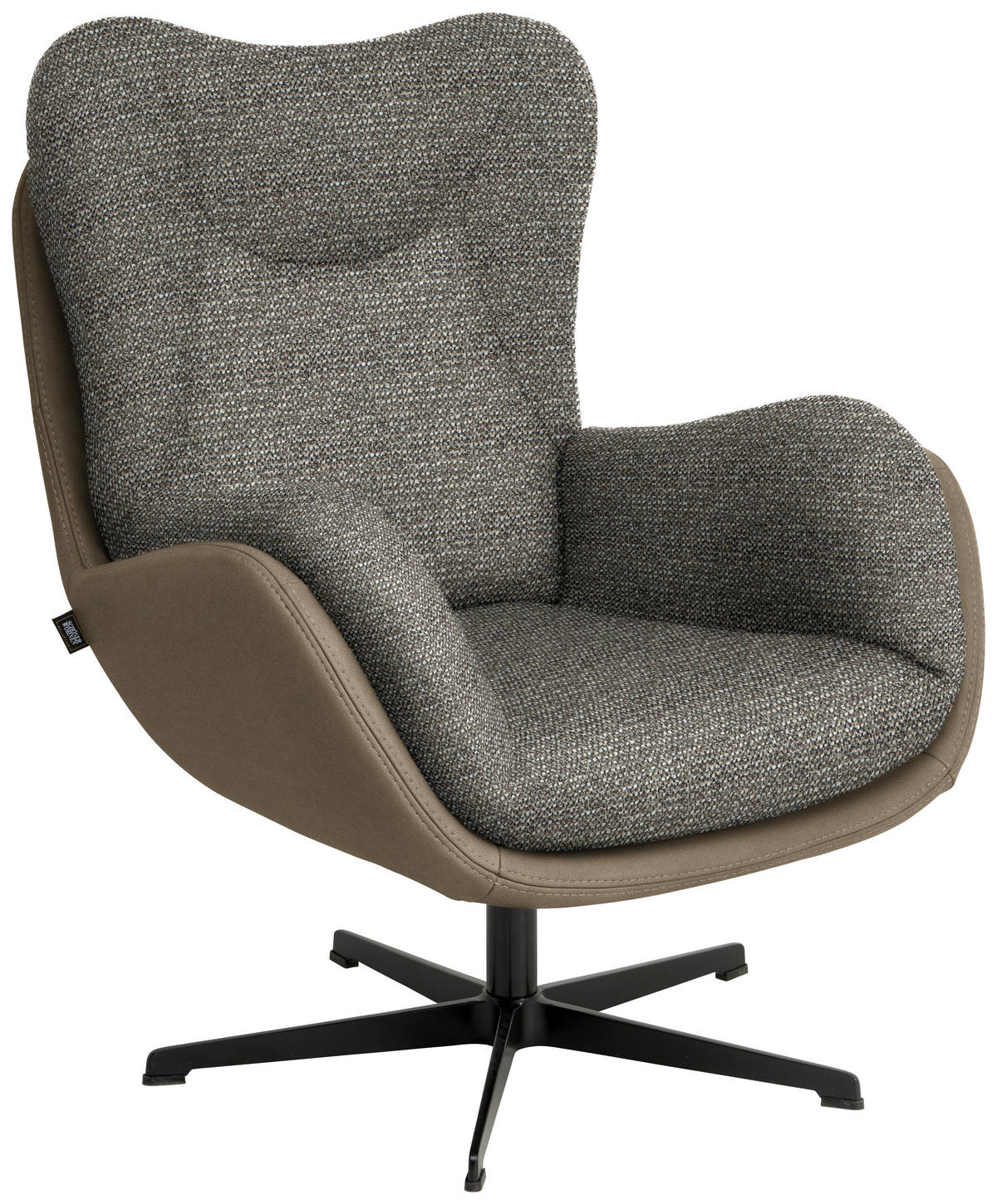 SESSEL in Chenille, Struktur Echtleder Hellbraun, Greige  - Hellbraun/Greige, Design, Leder/Textil (80/97/89cm) - Schöner Wohnen