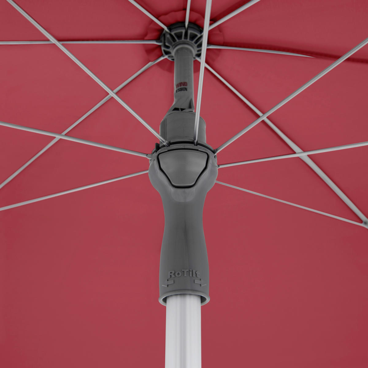 SONNENSCHIRM 200 cm Rot  - Silberfarben/Rot, KONVENTIONELL, Textil/Metall (200/200cm) - Doppler