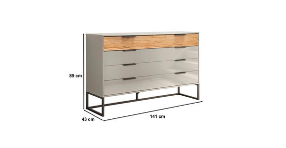 SIDEBOARD Eichefarben, Champagner  - Schieferfarben/Champagner, Design, Glas/Holzwerkstoff (141/89/43cm) - Dieter Knoll