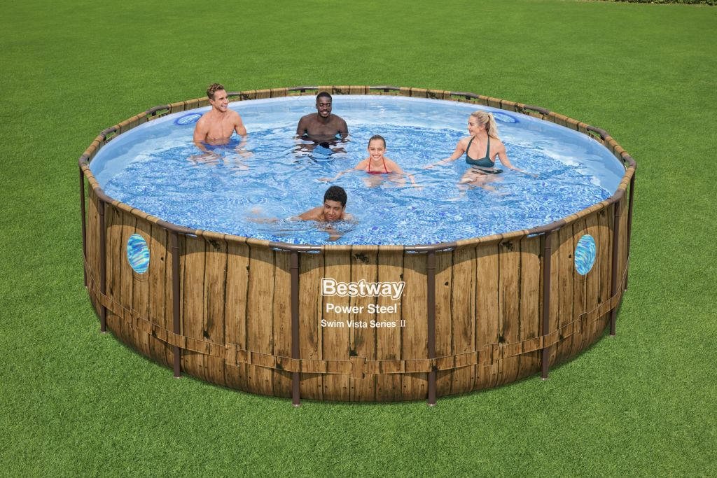 POOL SET 56725 488/122 cm  - Blau/Braun, KONVENTIONELL, Kunststoff/Metall (488/122cm) - Bestway