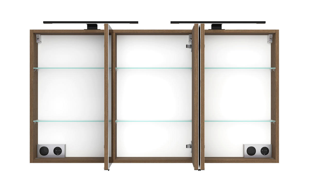 BADEZIMMER 3-teilig  in 120 cm  - Dunkelbraun/Schwarz, Natur, Glas/Holzwerkstoff (120cm) - Held
