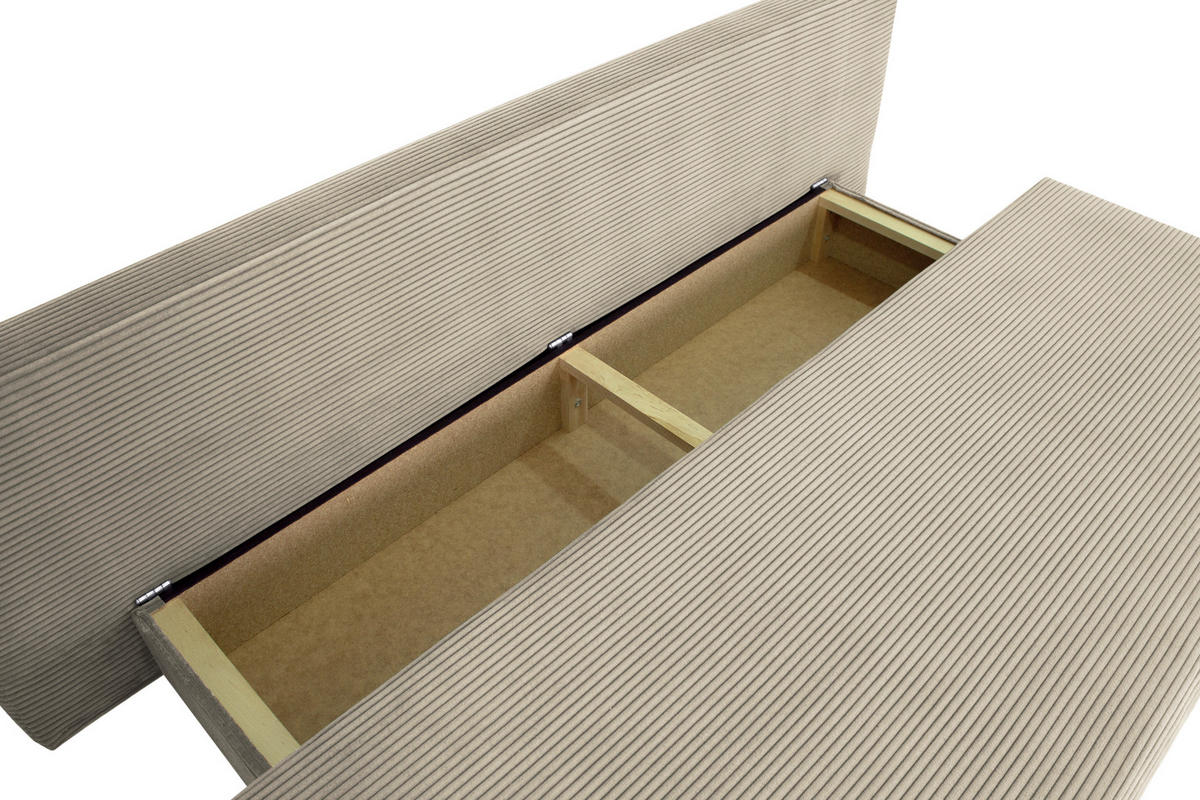 SCHLAFSOFA Cord Taupe  - Taupe/Schwarz, Design, Kunststoff/Textil (197/77/81cm) - home24