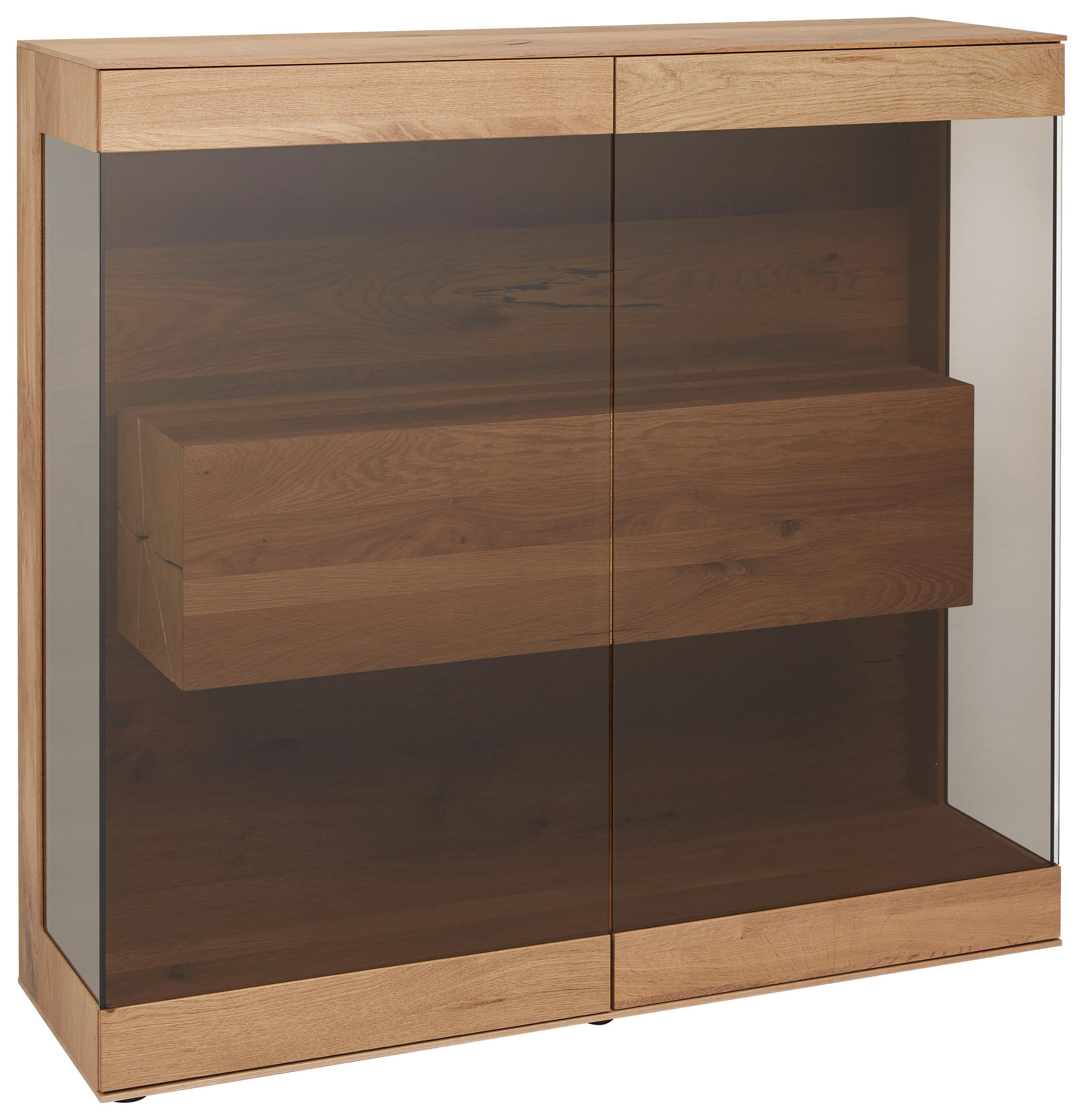 HIGHBOARD  in 127/119/39 cm  - Eichefarben, Natur, Glas/Holz (127/119/39cm) - Valnatura