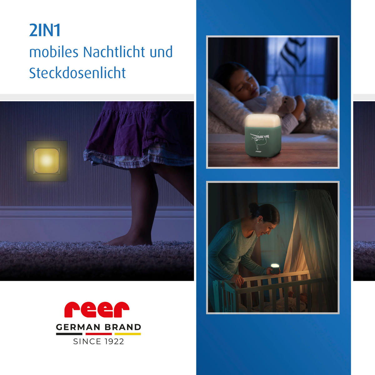 KINDER-NACHTLICHT 6/7,5/6 cm   - Hellgrün, Basics, Kunststoff (6/7,5/6cm) - Reer