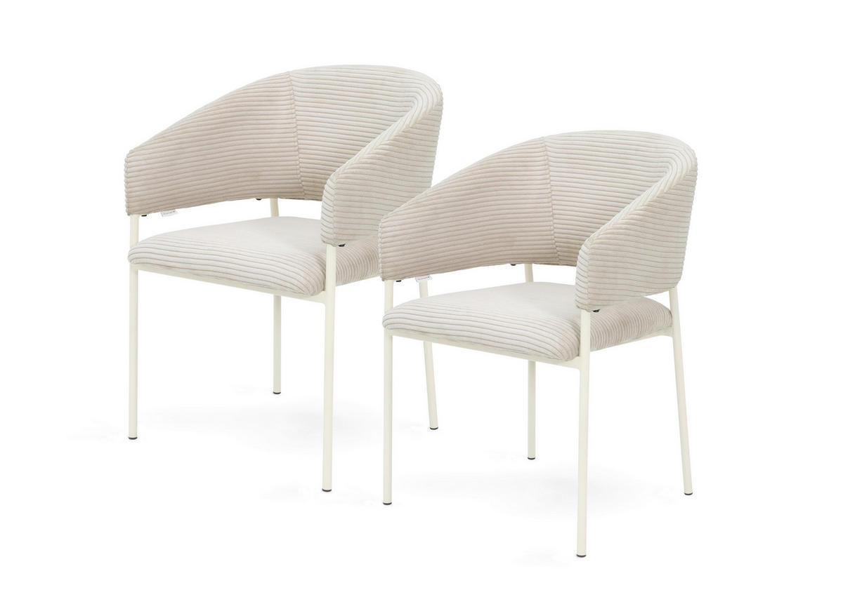 ARMLEHNSTUHL  in Stahl Cord  - Beige/Weiß, Basics, Textil/Metall (58/81,5/58cm) - Tom Tailor