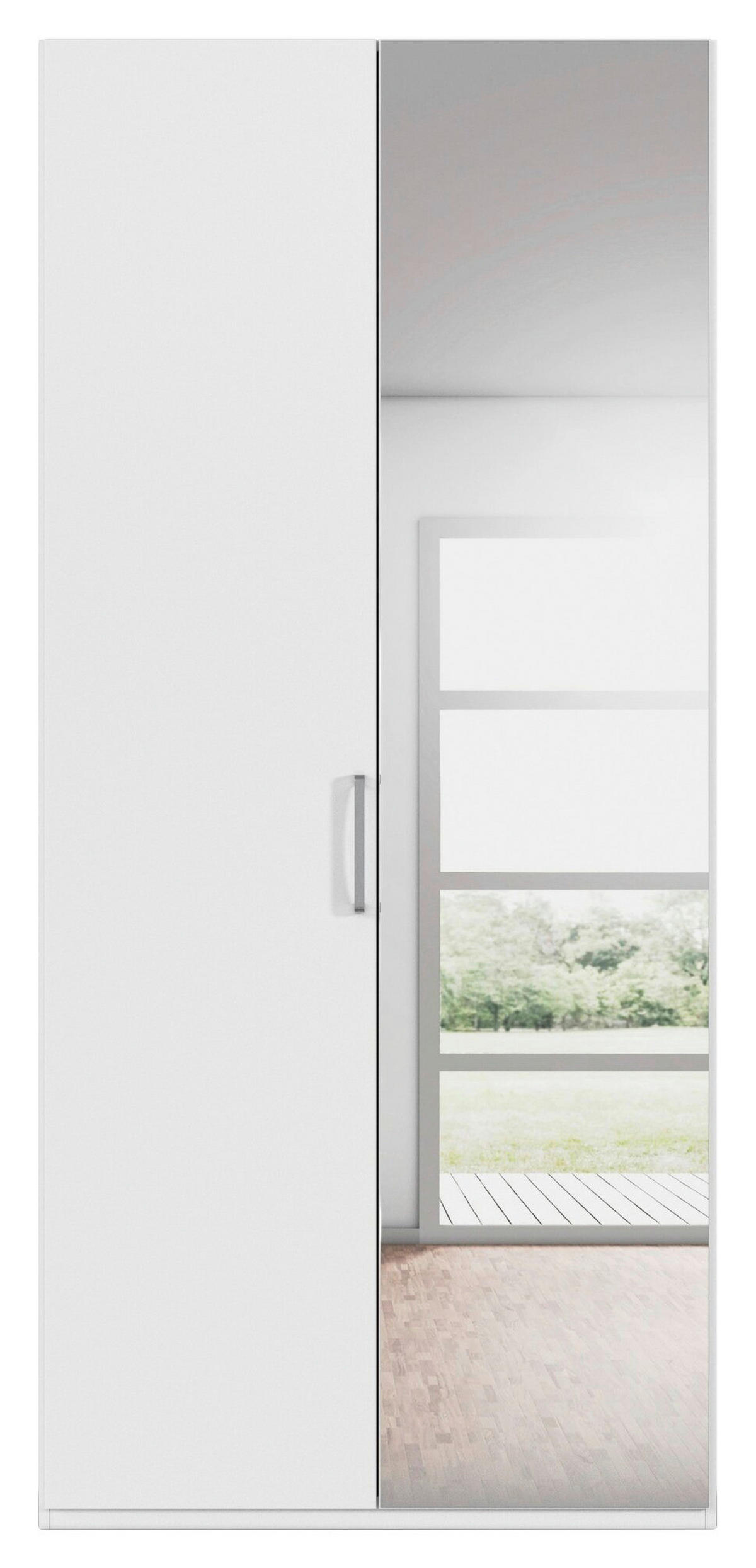 DREHTÜRENSCHRANK 101/223/61 cm,  in Weiß, 2-türig  - Chromfarben/Edelstahlfarben, Basics, Glas/Holzwerkstoff (101/223/61cm) - Novel