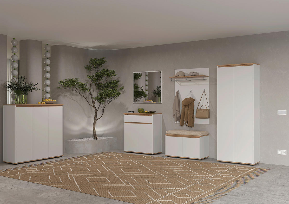 GARDEROBE  in 263,5/193/41,4 cm  - Weiß/Eiche Artisan, MODERN, Holzwerkstoff (263,5/193/41,4cm) - Carryhome