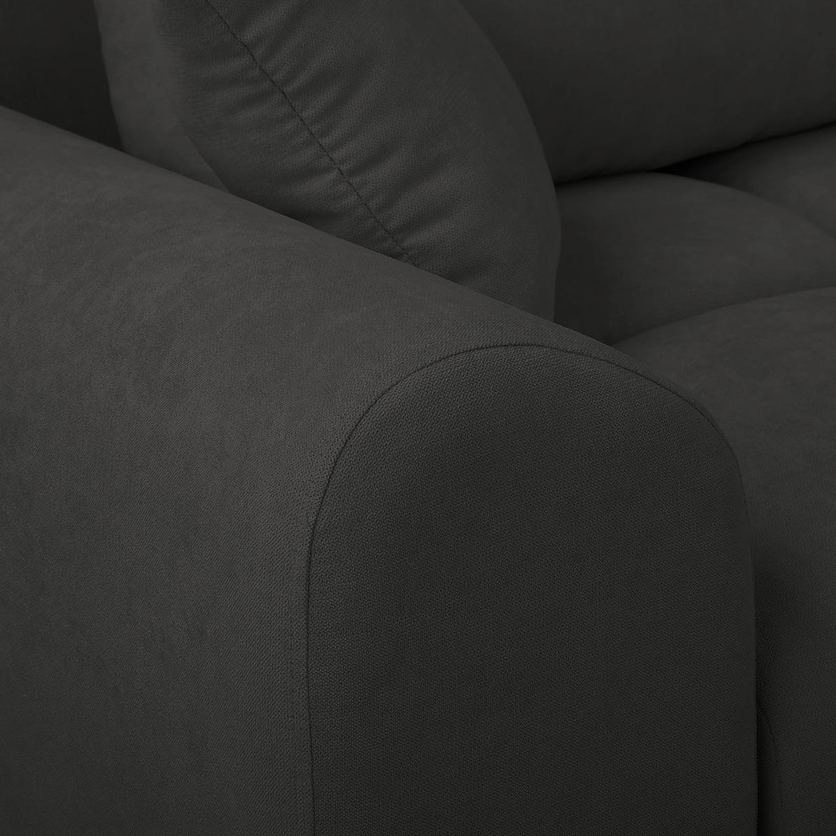 ECKSOFA in Mikrofaser Dunkelgrau  - Dunkelgrau/Silberfarben, Design, Textil/Metall (256/175cm) - Livetastic
