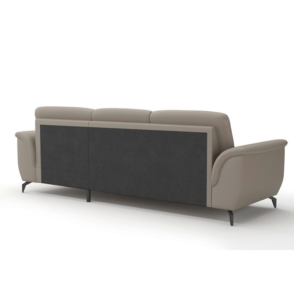 Thumbnail - Sit & More Ecksofa Zora E, Grau, Textil, Leder, Kombination Echtleder/Stoff, Nappaleder, 4,5-Sitzer, Ottomane rechts, L-...