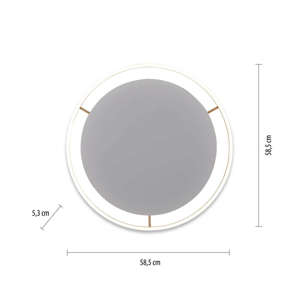 LED-DECKENLEUCHTE Riuts 58,5/58,5/5,3 cm   - Messingfarben, Design, Kunststoff/Metall (58,5/58,5/5,3cm)