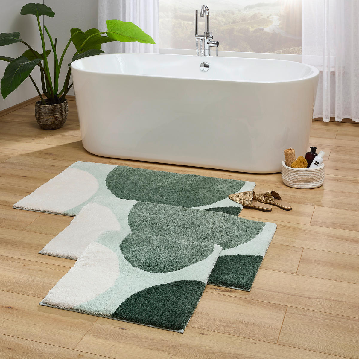 BADEMATTE Grün 60/60 cm  - Grün, Basics, Kunststoff/Textil (60/60cm) - Esposa