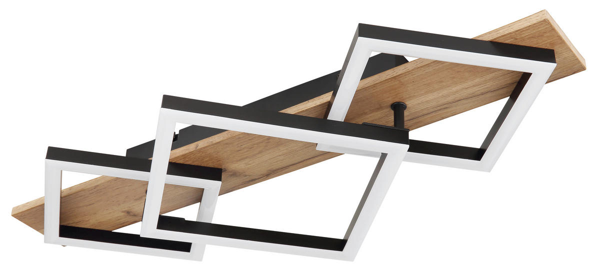 LED-DECKENLEUCHTE 24 W    61/31/8,5 cm  - Dunkelbraun/Opal, Natur, Holzwerkstoff/Kunststoff (61/31/8,5cm) - Globo