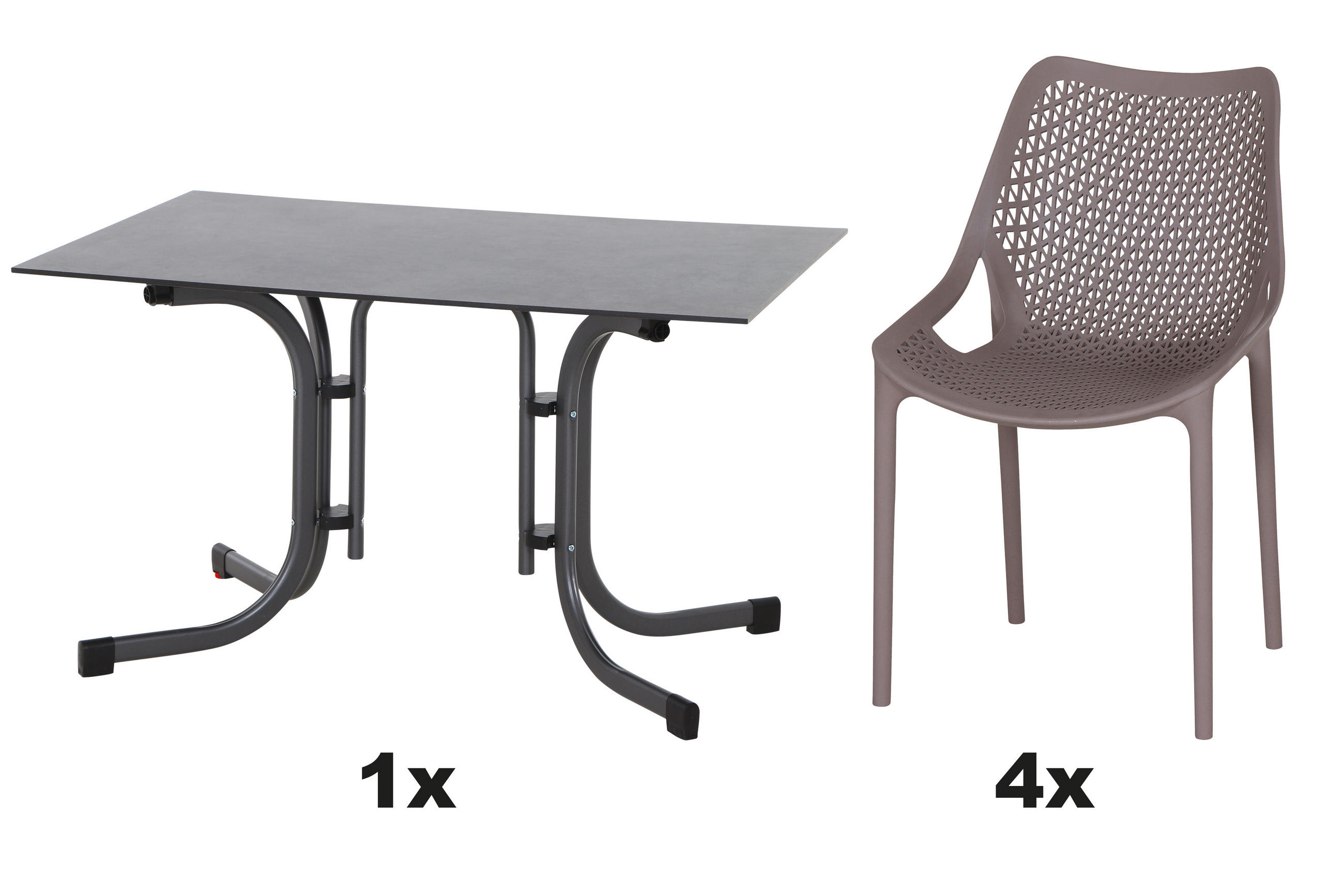 GARTENGARNITUR 5-teilig Stahl  - Taupe, Basics, Kunststoff/Metall (80/81/12cm) - Siena Garden