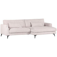 ECKSOFA in Cord Beige  - Beige/Schwarz, Lifestyle, Textil/Metall (270/140cm) - Livetastic