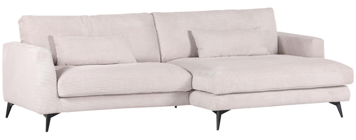 ECKSOFA in Cord Beige  - Beige/Schwarz, Lifestyle, Textil/Metall (270/140cm) - Livetastic