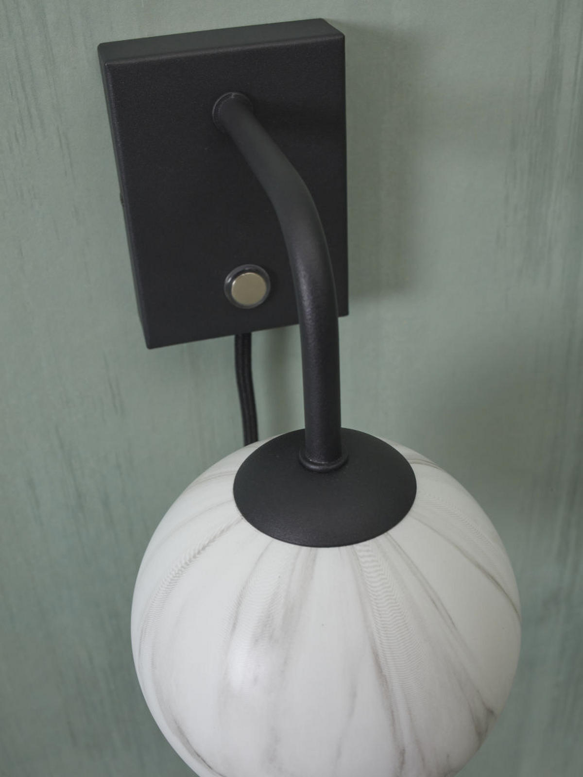 WANDLEUCHTE Carrara Globus 12 cm  - Schwarz/Weiß, Basics, Glas/Metall (12cm) - It's about Romi