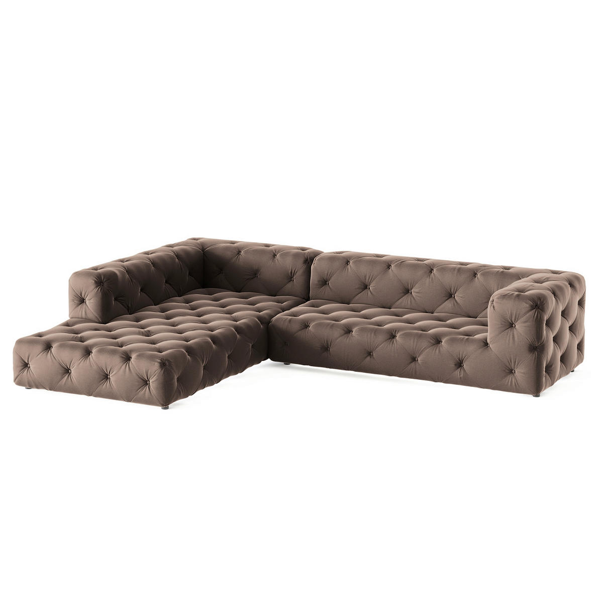 ECKSOFA Fresco in Samt Braun  228/325 cm  - Schwarz/Braun, Design, Kunststoff/Textil (228/325cm) - P & B