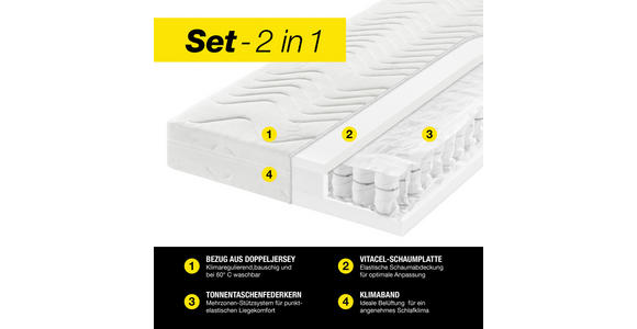 MATRATZENSET 90/190 cm  - Eichefarben, Basics, Holz (90/190cm) - Sleeptex