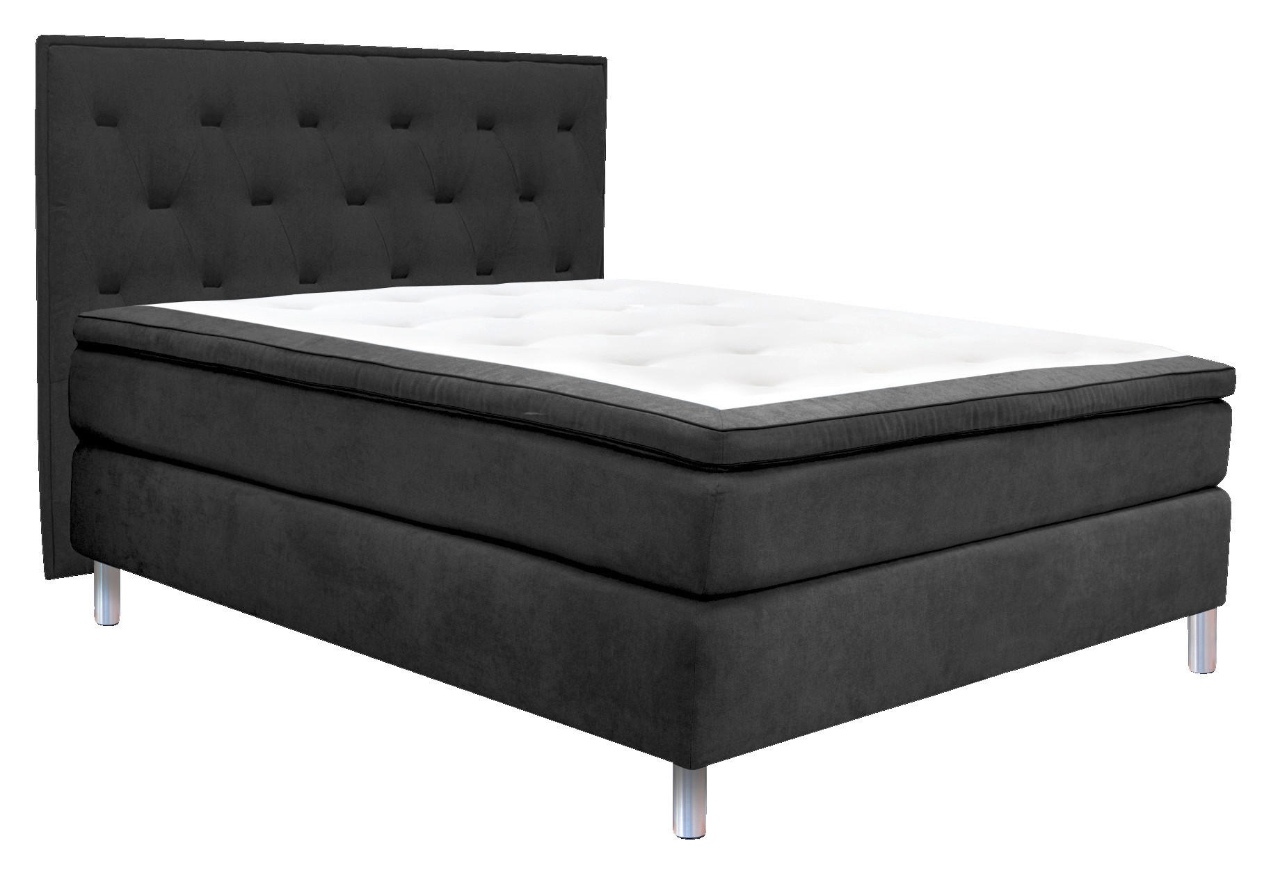 KONTINENTALSÄNG 140/200 cm  i svart  - aluminiumfärg/svart, Design, metall/trämaterial (140/200cm) - Elegando