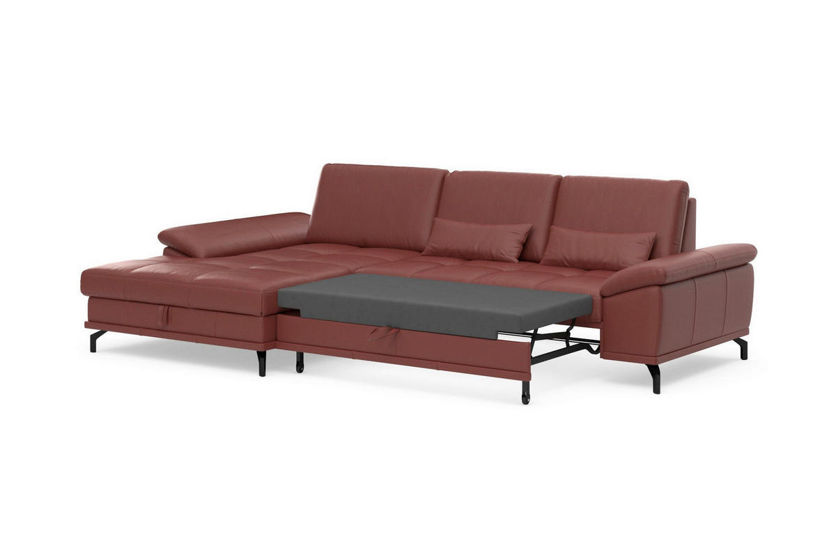 ROHOVÁ SEDAČKA, textil, koža, červenohnedá - čierna/červenohnedá, Basics, kov/koža (176/301cm) - Sit & More