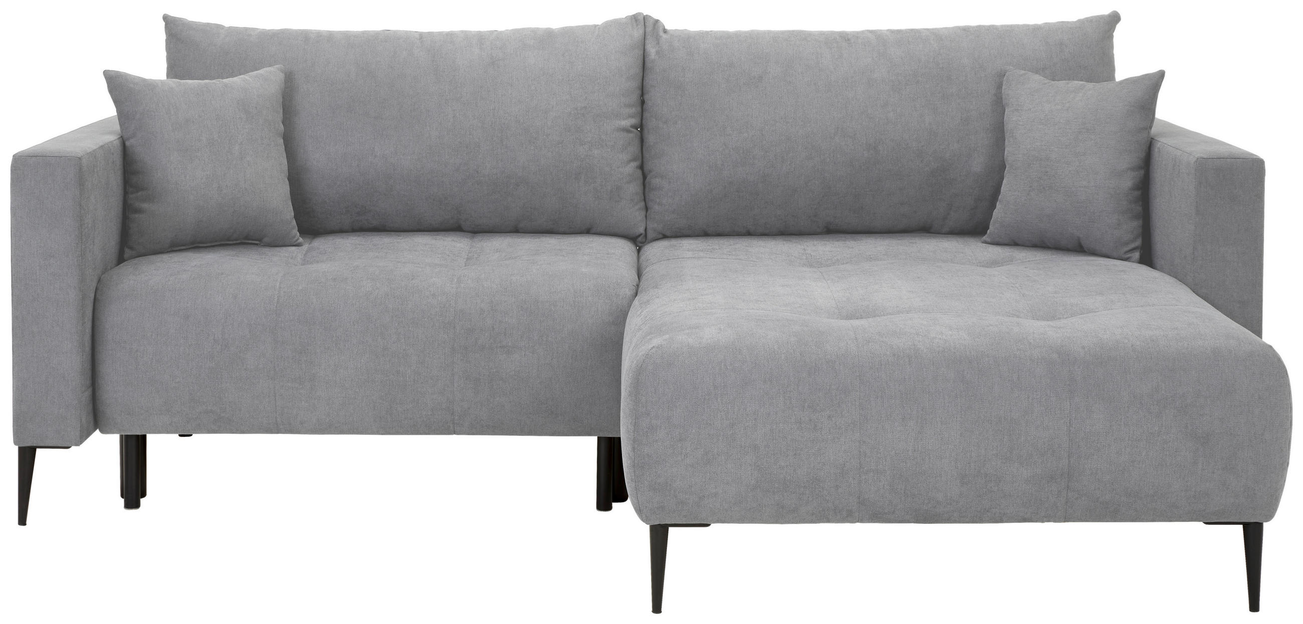 ECKSOFA in Velours Hellgrau  - Hellgrau/Schwarz, KONVENTIONELL, Textil/Metall (226/155cm) - Carryhome