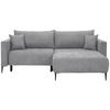 ECKSOFA in Velours Hellgrau  - Hellgrau/Schwarz, Konventionell, Textil/Metall (226/155cm) - Carryhome