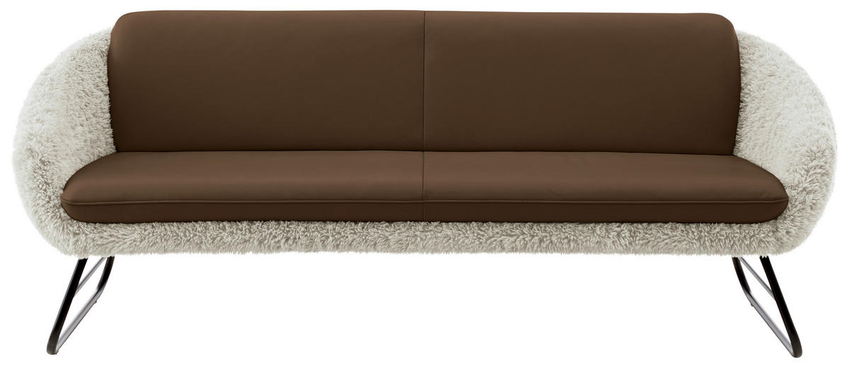 SITZBANK 219/87/78 cm  in Beige, Olivgrün  - Beige/Schwarz, Design, Leder/Textil (219/87/78cm) - Koinor