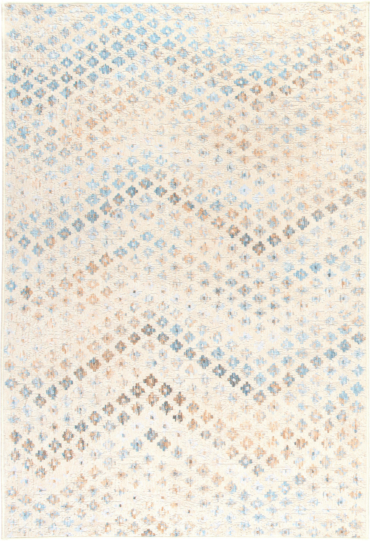 VINTAGE-TEPPICH Ondea Zigira 130/190 cm  in Creme, Pastellblau, Cognac  - Pastellblau/Cognac, Trend, Kunststoff/Textil (130/190cm) - Lindorug