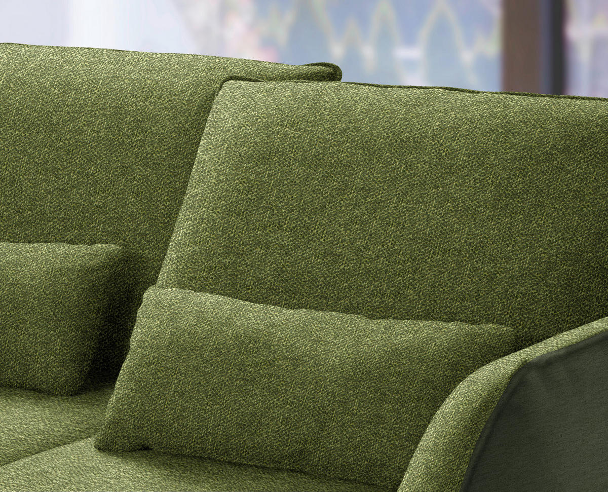 ECKSOFA in Flachgewebe Grün  - Schwarz/Grün, Design, Textil/Metall (250/310cm) - Moderano