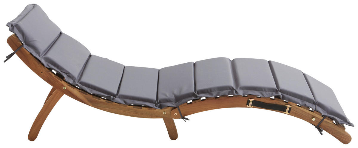 GARTENLIEGE Akazie Akaziefarben, Dunkelgrau  - Dunkelgrau/Akaziefarben, Natur, Holz/Textil (168/55/54cm) - Ambia Garden
