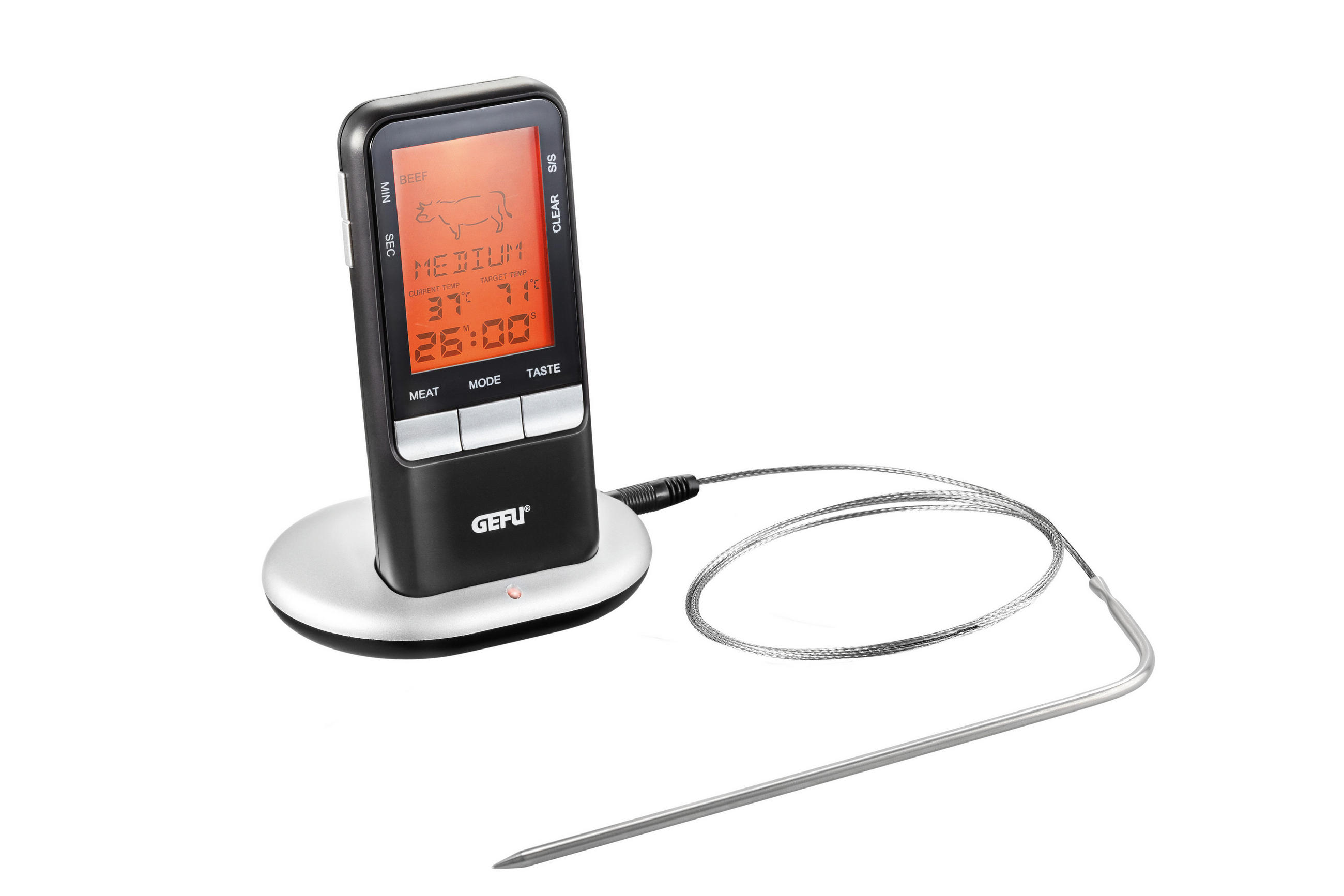 TERMOMETER ZA MESO - barve nerjavečega jekla/črna, Basics, kovina/umetna masa (18/9,5/13cm) - Gefu