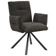 ARMLEHNSTUHL  Stoffauswahl, Sitzfläche 360° drehbar, inklusive Armlehnen Leinenoptik  - Anthrazit/Schwarz, Design, Textil/Metall (68/88/66cm) - Hom`in