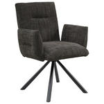 ARMLEHNSTUHL  Stoffauswahl, Sitzfläche 360° drehbar, inklusive Armlehnen Leinenoptik  - Anthrazit/Schwarz, Design, Textil/Metall (68/88/66cm) - Hom`in