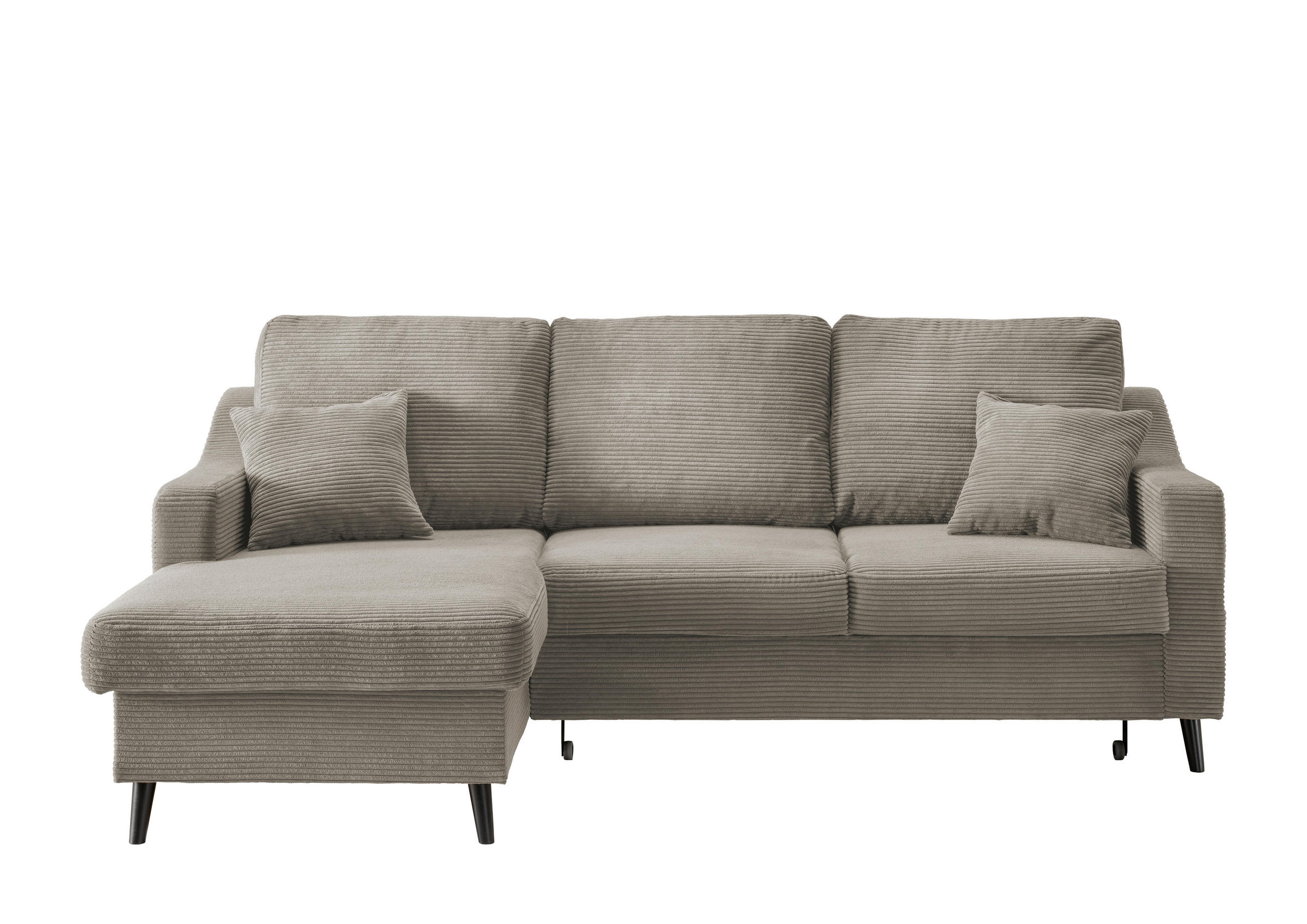 ECKSOFA Graubraun Cord  - Graubraun/Schwarz, Design, Holz/Textil (150/228cm) - P & B