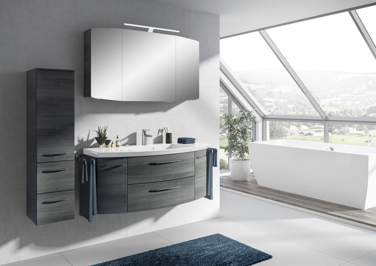 BADEZIMMER 4-teilig  in 151 cm  - Chromfarben/Graphitfarben, KONVENTIONELL, Glas/Holzwerkstoff (151cm) - Pelipal