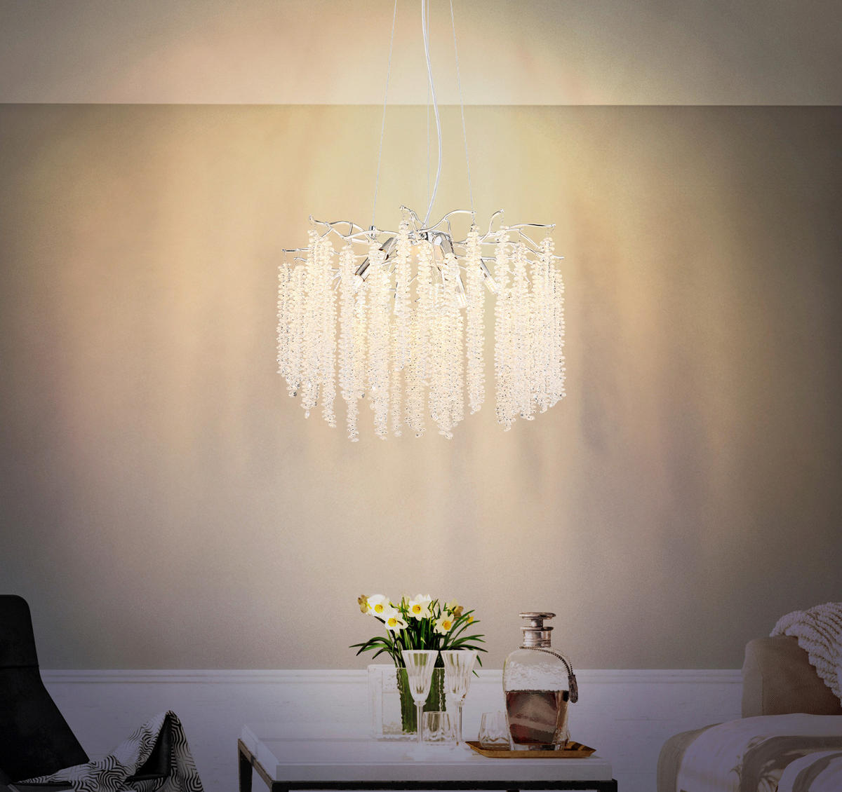 HÄNGELEUCHTE 50/120 cm  - Klar/Chromfarben, Design, Glas/Kunststoff (50/120cm) - Globo