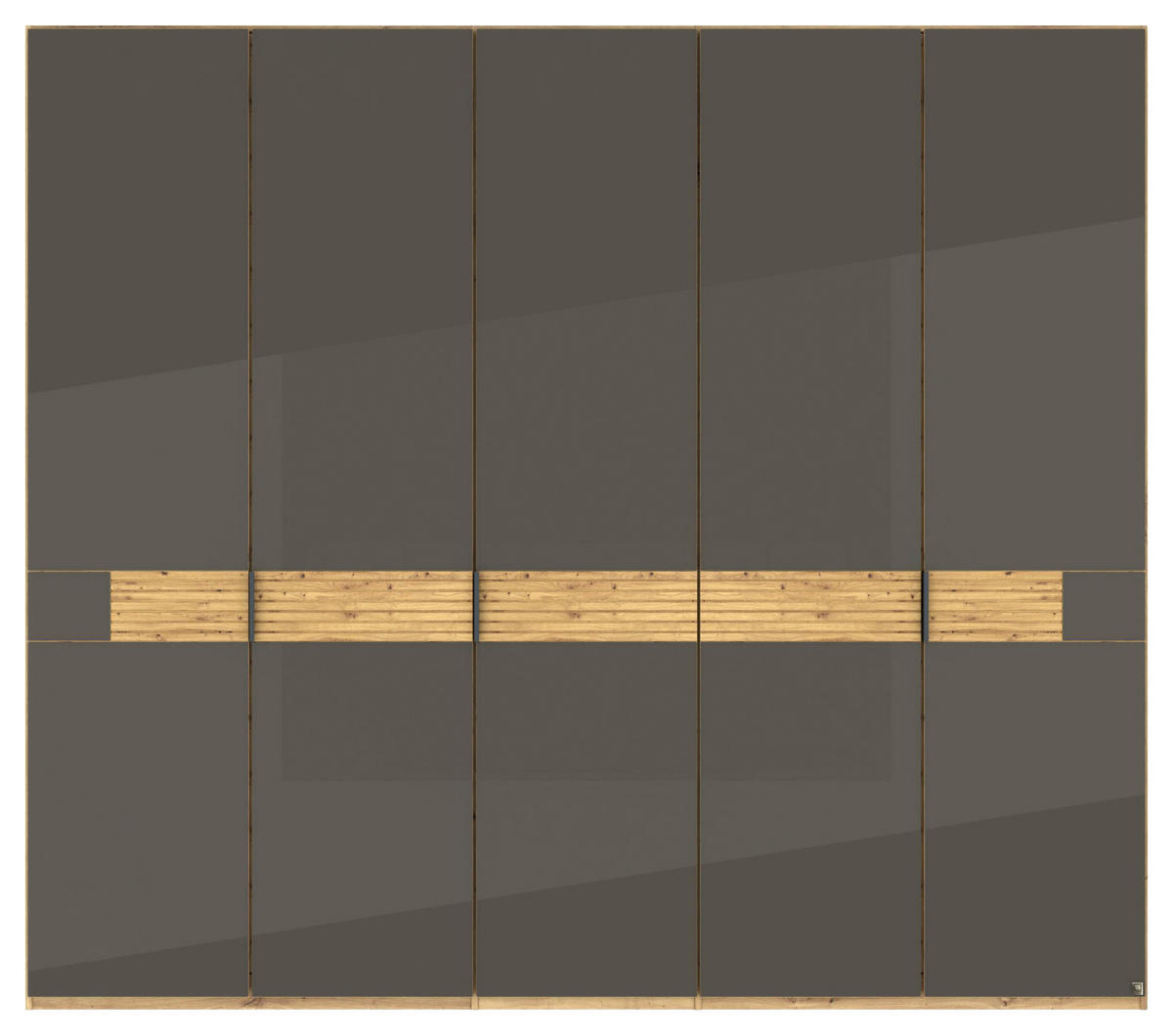 DREHTÜRENSCHRANK 250/216/58 cm,  in Braun, Eiche Bianco, 5 Tür(en)  - Schieferfarben/Eiche Bianco, Design, Glas/Holz (250/216/58cm) - Musterring