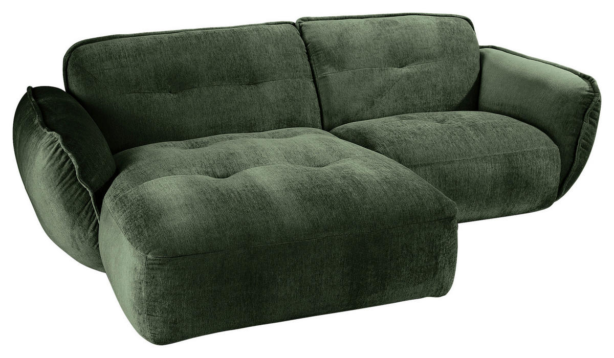 ECKSOFA in Chenille Dunkelgrün  184/269 cm  - Dunkelgrün/Schwarz, MODERN, Kunststoff/Textil (184/269cm) - Trendmanufaktur