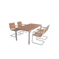 GARTENTISCHGRUPPE TeakholzHartholz Stahl  - Silberfarben/Braun, Basics, Holz/Metall (180/90/75cm) - Gardenson