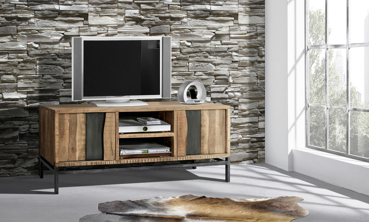 LOWBOARD  in 145/60/40 cm  - Anthrazit/Grau, KONVENTIONELL, Holz/Metall (145/60/40cm) - Livetastic