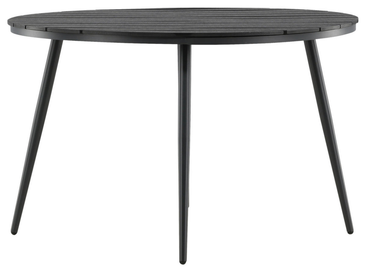 GARTENTISCH Metall, Kunststoff Schwarz rund  - Schwarz, KONVENTIONELL, Kunststoff/Metall (120/74cm) - Gardenson