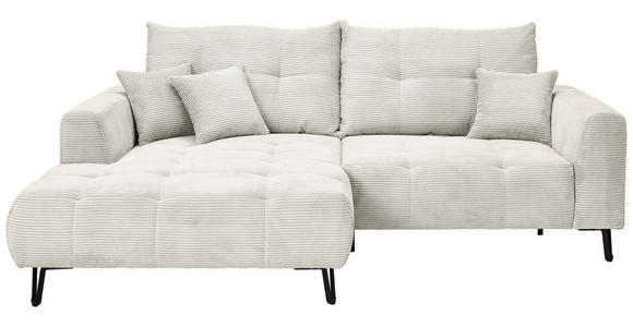 ECKSOFA Naturfarben Cord Zierkissen, Rückenkissen, Rücken echt, Sitztiefenverstellung  - Schwarz/Naturfarben, KONVENTIONELL, Textil/Metall (185/250cm) - Carryhome