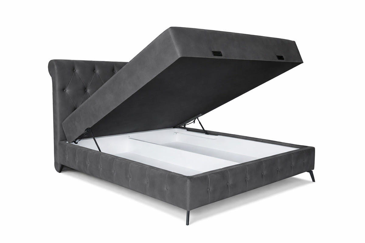 Pat Boxspring, 160/200 cm, antracit - antracit/negru, Basics, lemn/metal (160/200cm) - Hom`in