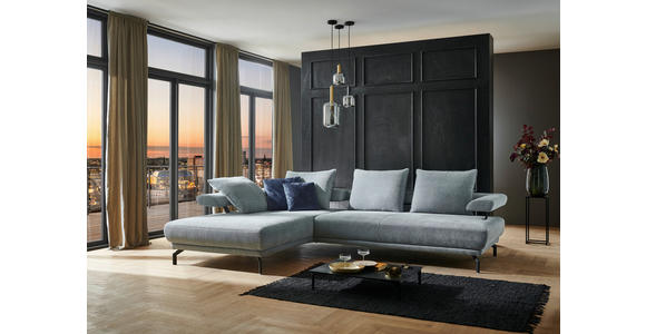 ECKSOFA in Chenille Hellblau 224/305 cm - Schwarz/Hellblau, Design, Textil/Metall (224/305cm) - Dieter Knoll