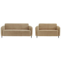 SITZGARNITUR Teddystoff Creme  - Creme/Schwarz, MODERN, Textil/Metall (180/76/90cm) - Livetastic